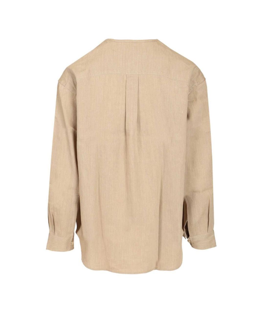 JACQUEMUS Бежевая льняная кэжуал рубашка, фото 3