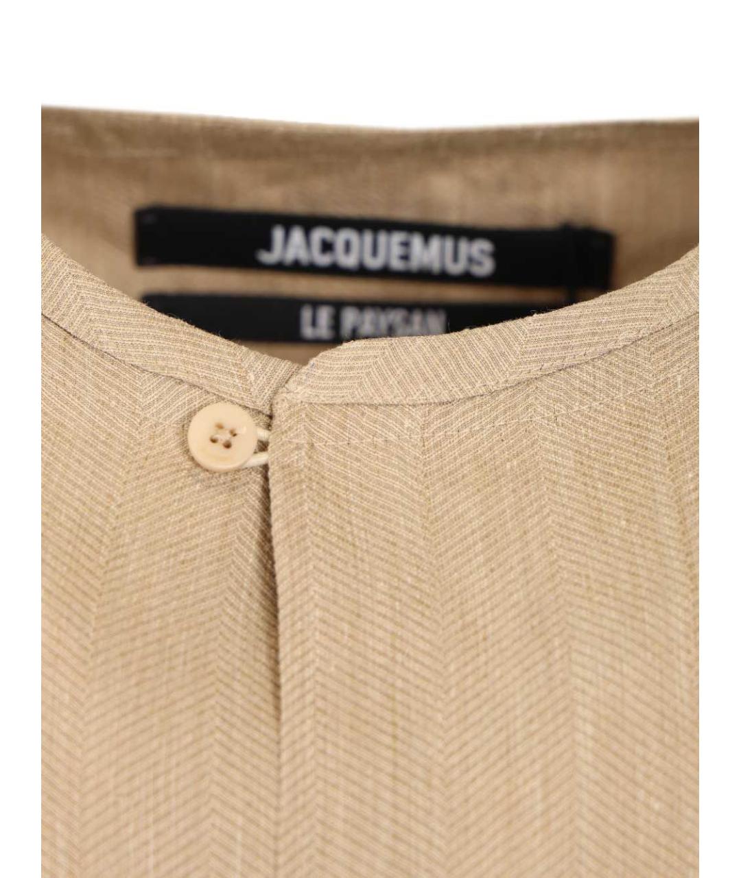 JACQUEMUS Бежевая льняная кэжуал рубашка, фото 4