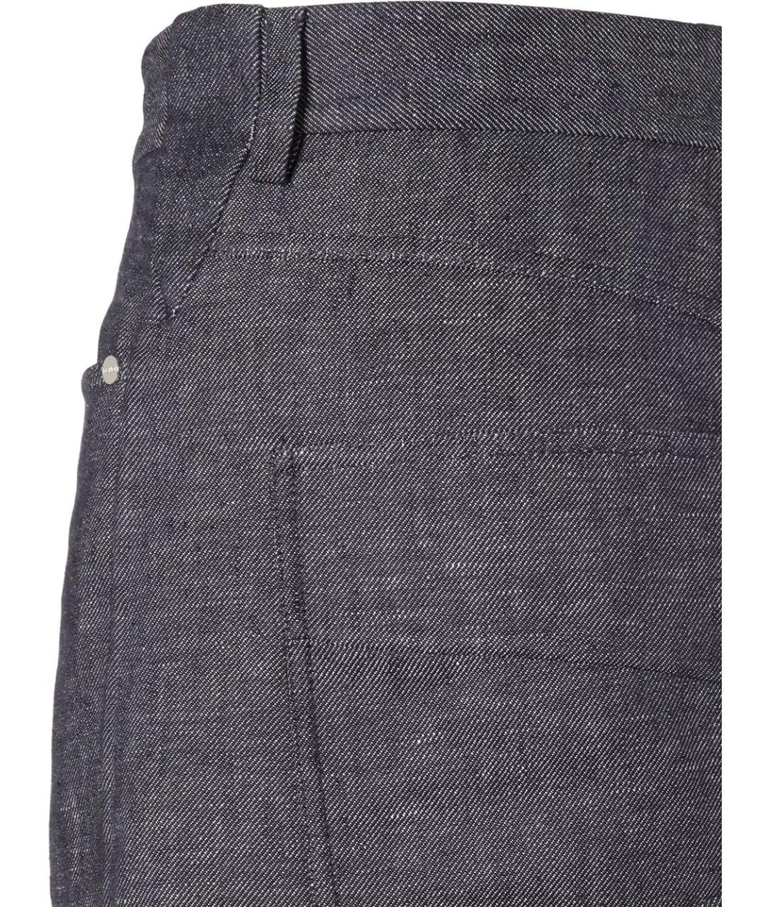 FENDI Темно-синие хлопко-леновые прямые джинсы, фото 3