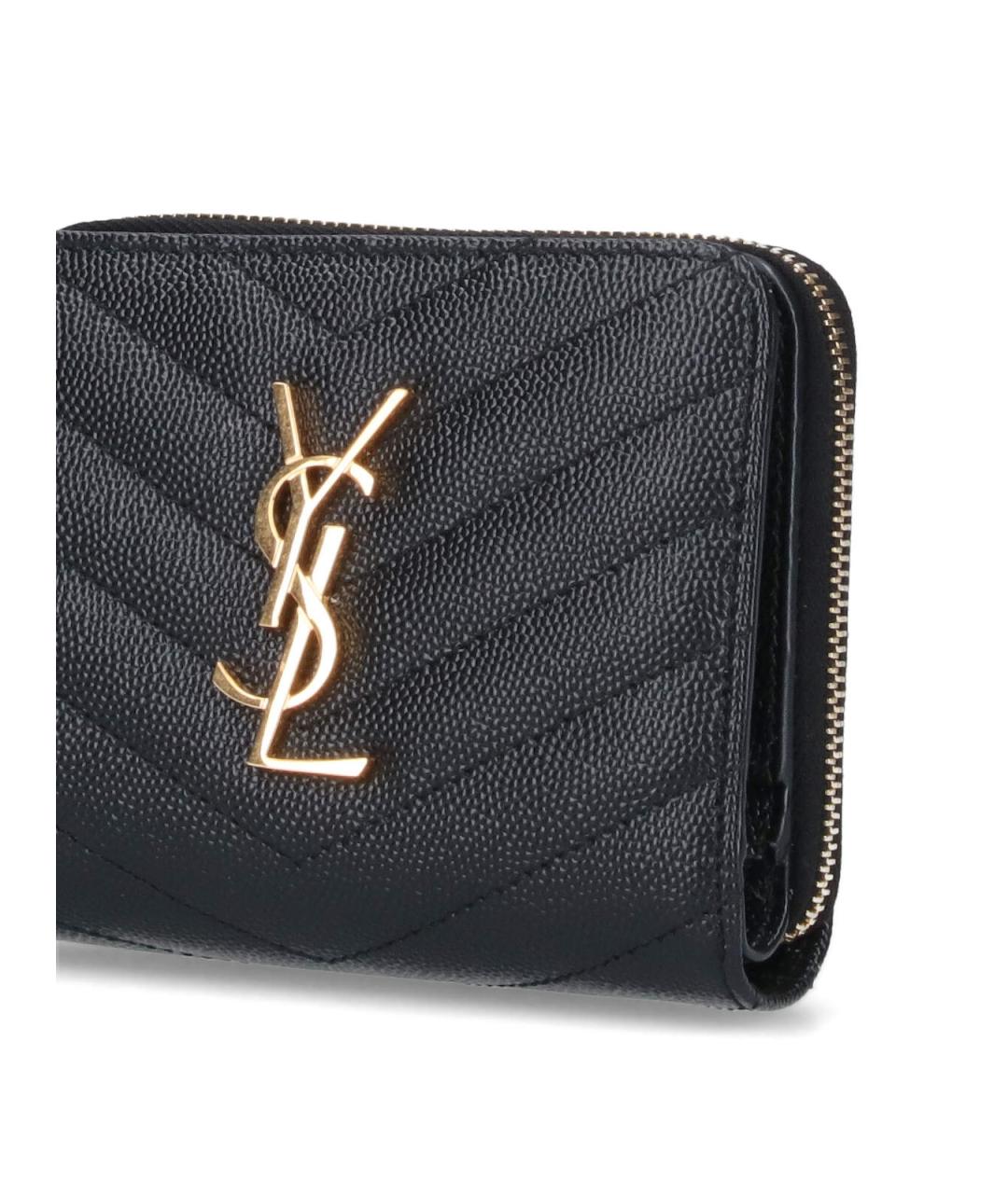 SAINT LAURENT Черный кожаный кошелек, фото 5