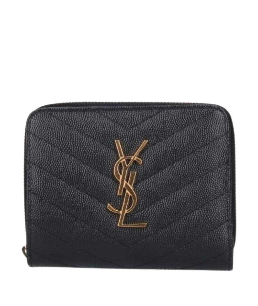 SAINT LAURENT Черный кожаный кошелек, фото 1