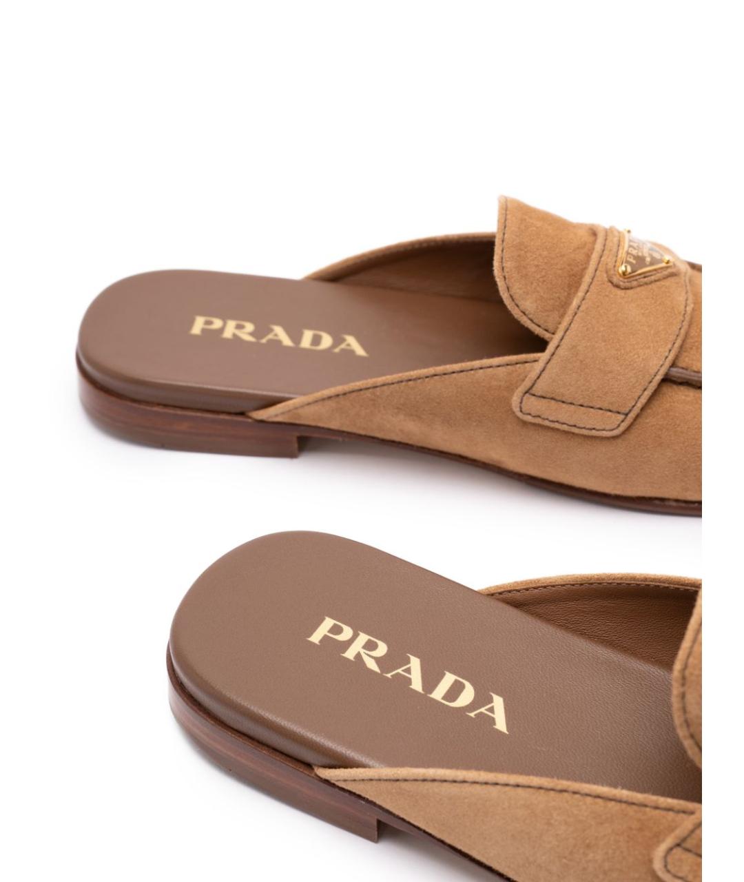 PRADA Бежевые замшевые мюли, фото 5