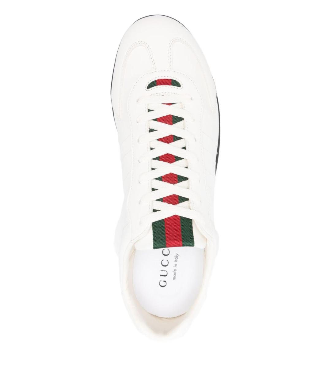 GUCCI Белые кожаные низкие кроссовки / кеды, фото 4
