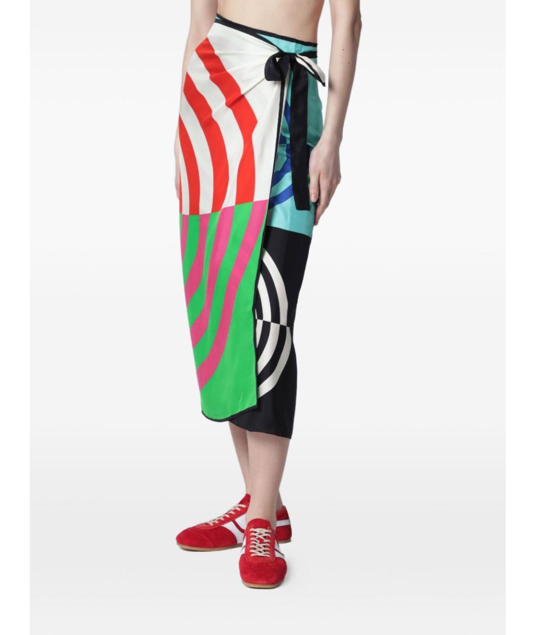 DRIES VAN NOTEN Мульти шелковая юбка миди, фото 3