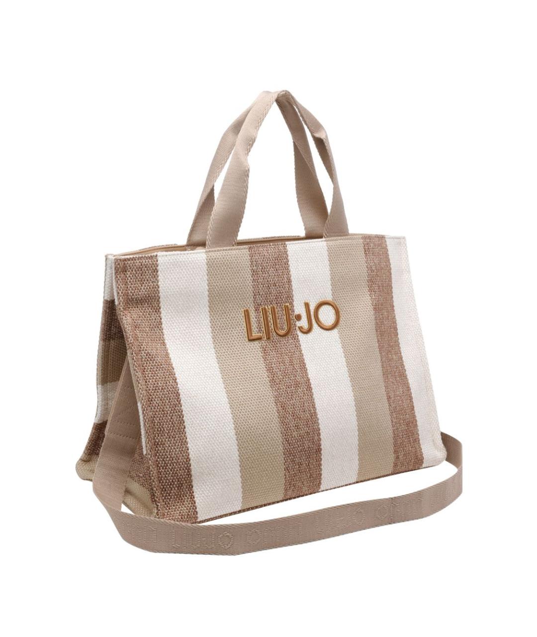 LIU JO Бежевая хлопковая сумка тоут, фото 2