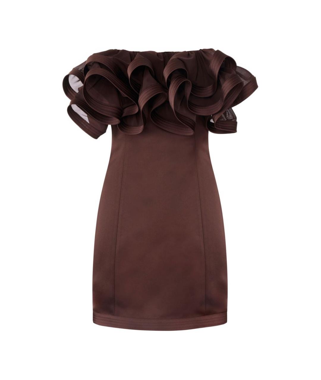 ELISABETTA FRANCHI Коричневое полиэстеровое вечернее платье, фото 1