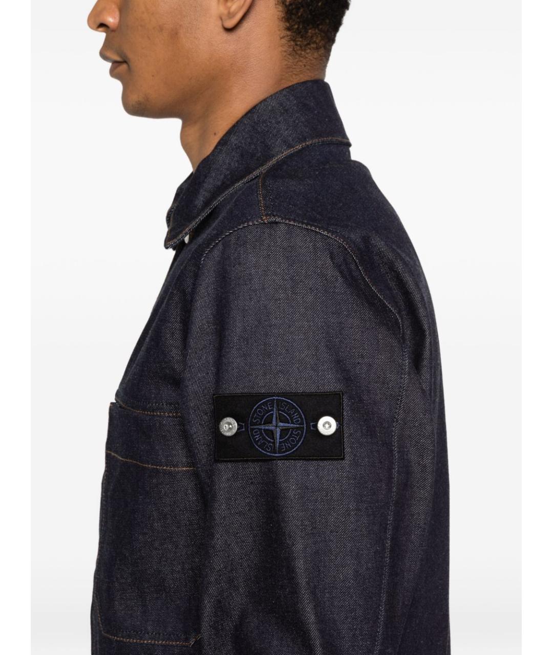 STONE ISLAND Темно-синяя хлопковая куртка, фото 4