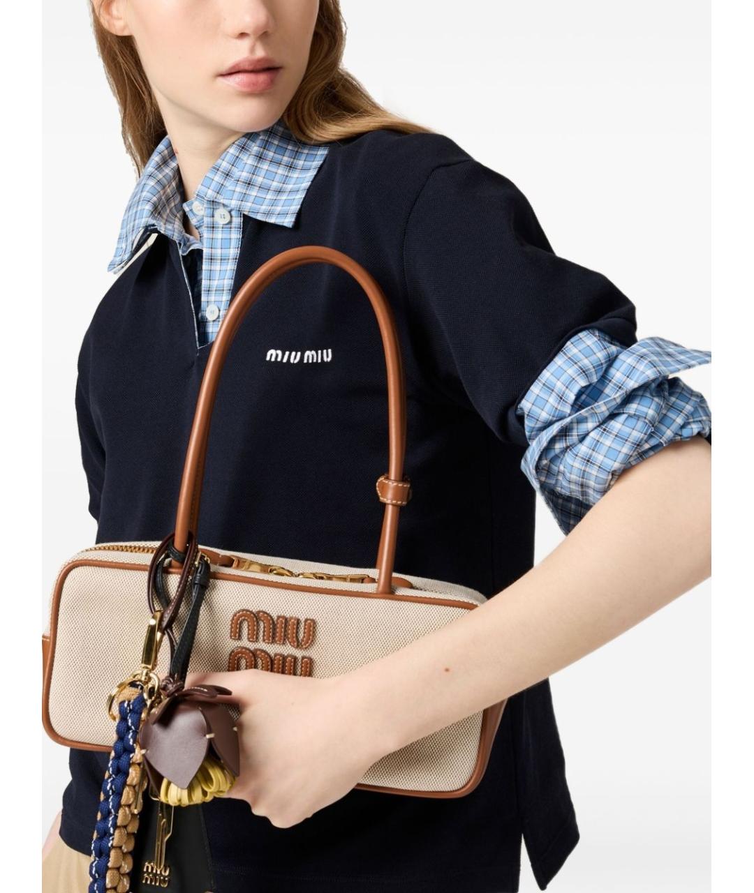 MIU MIU Тканевая сумка с короткими ручками, фото 5