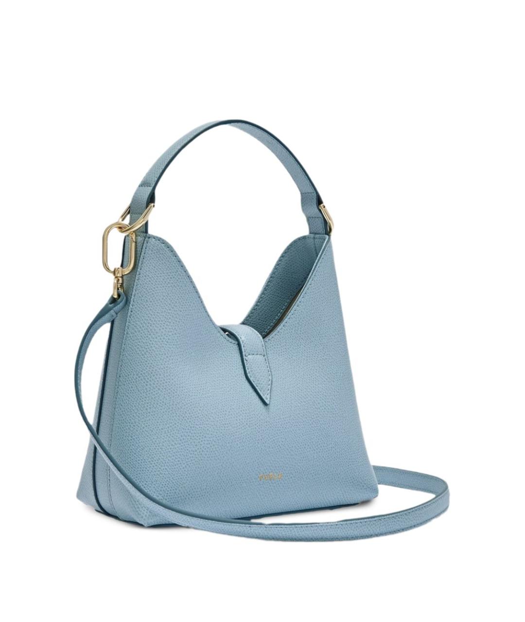 FURLA Голубая кожаная сумка с короткими ручками, фото 6
