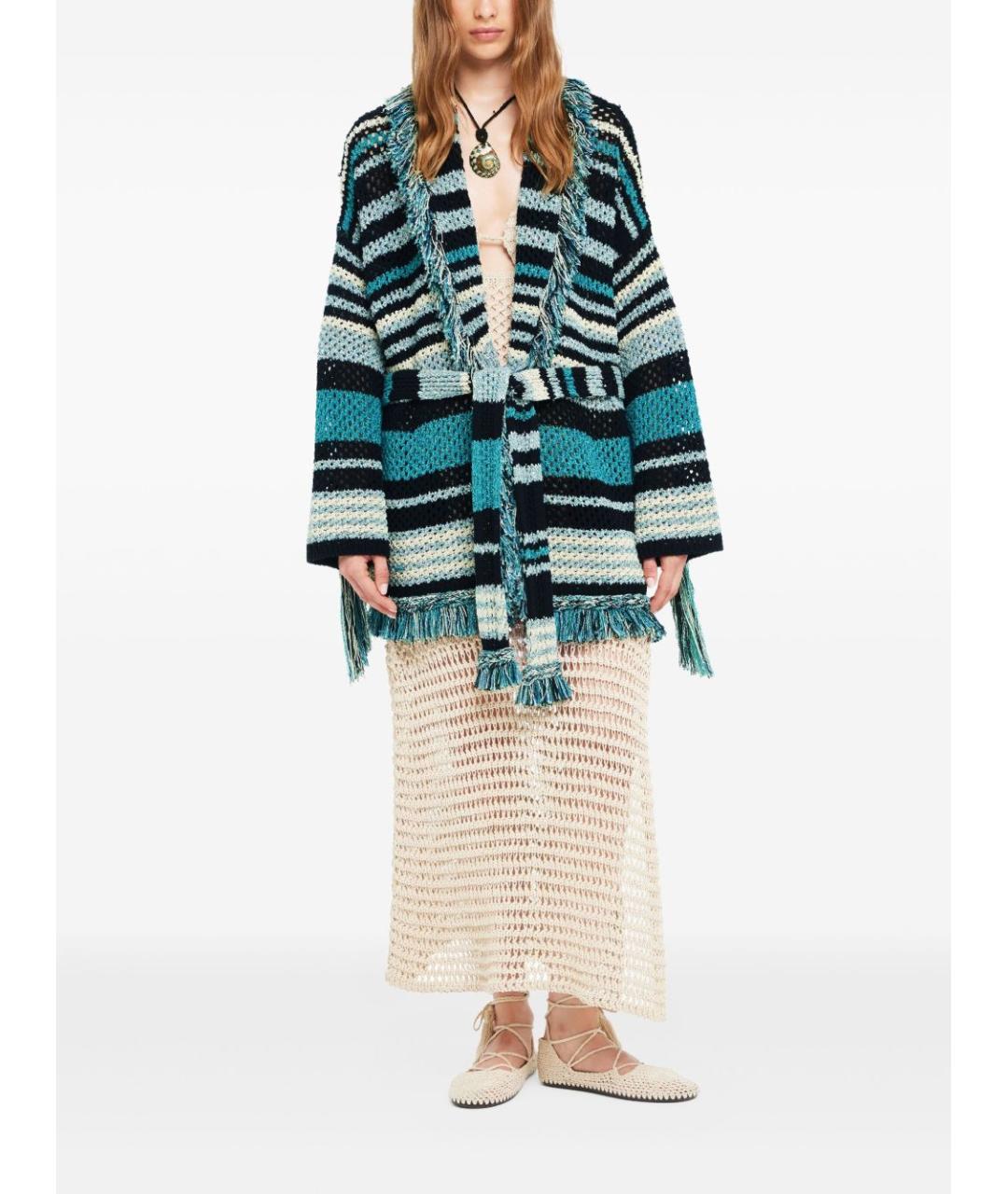 ALANUI Бирюзовый хлопковый кардиган, фото 4