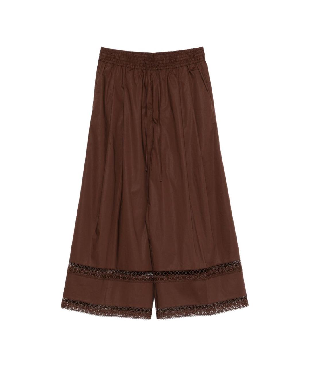 TWIN-SET Коричневые хлопковые прямые брюки, фото 1