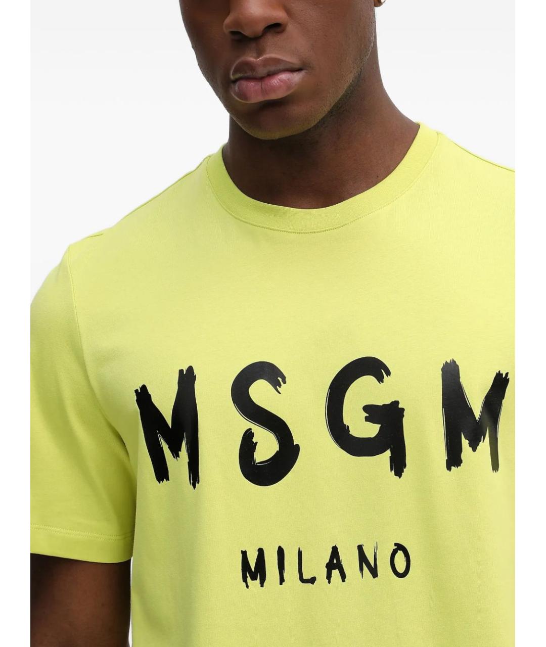 MSGM Желтая хлопковая футболка, фото 4