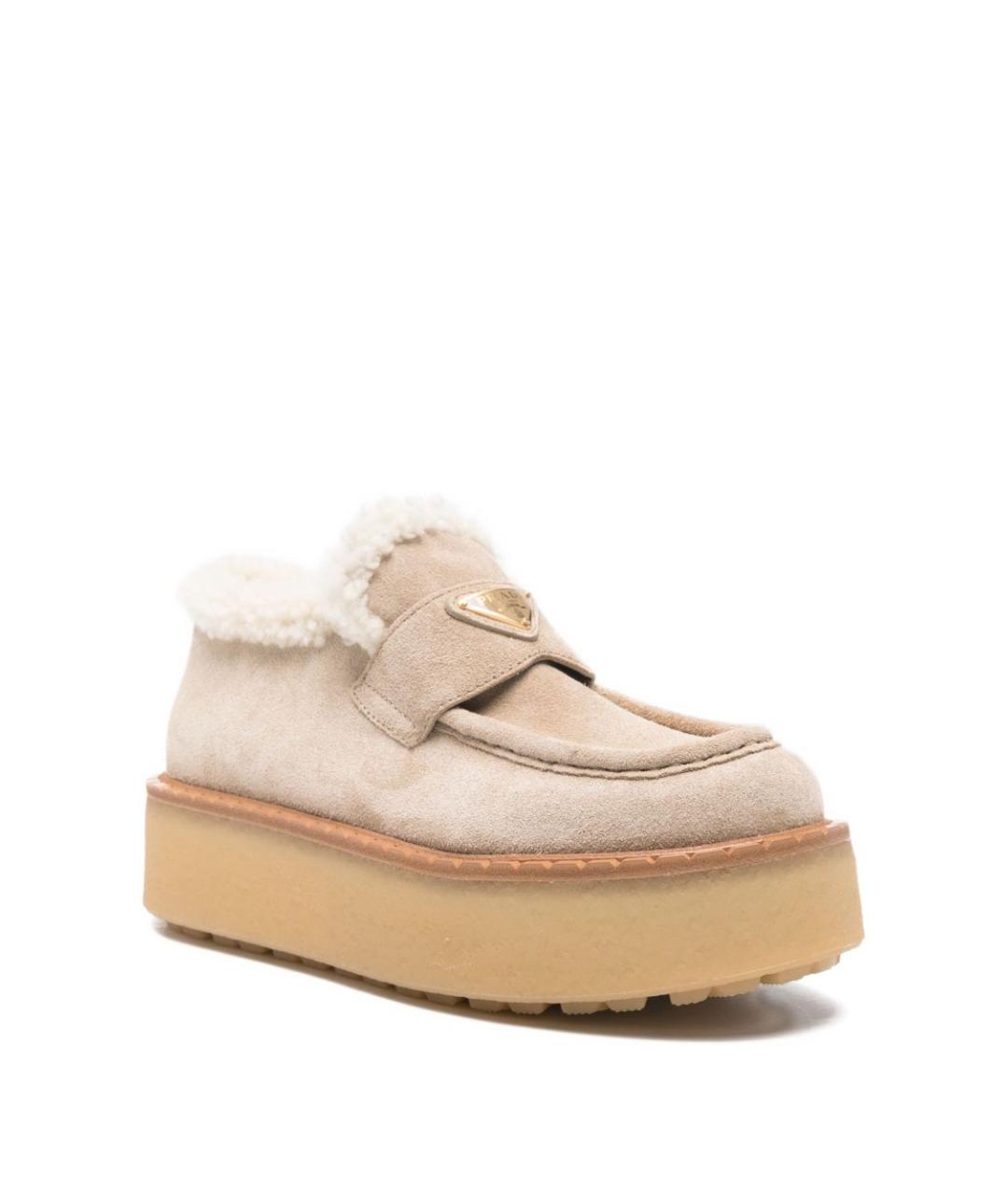 PRADA Бежевые замшевые лоферы, фото 2