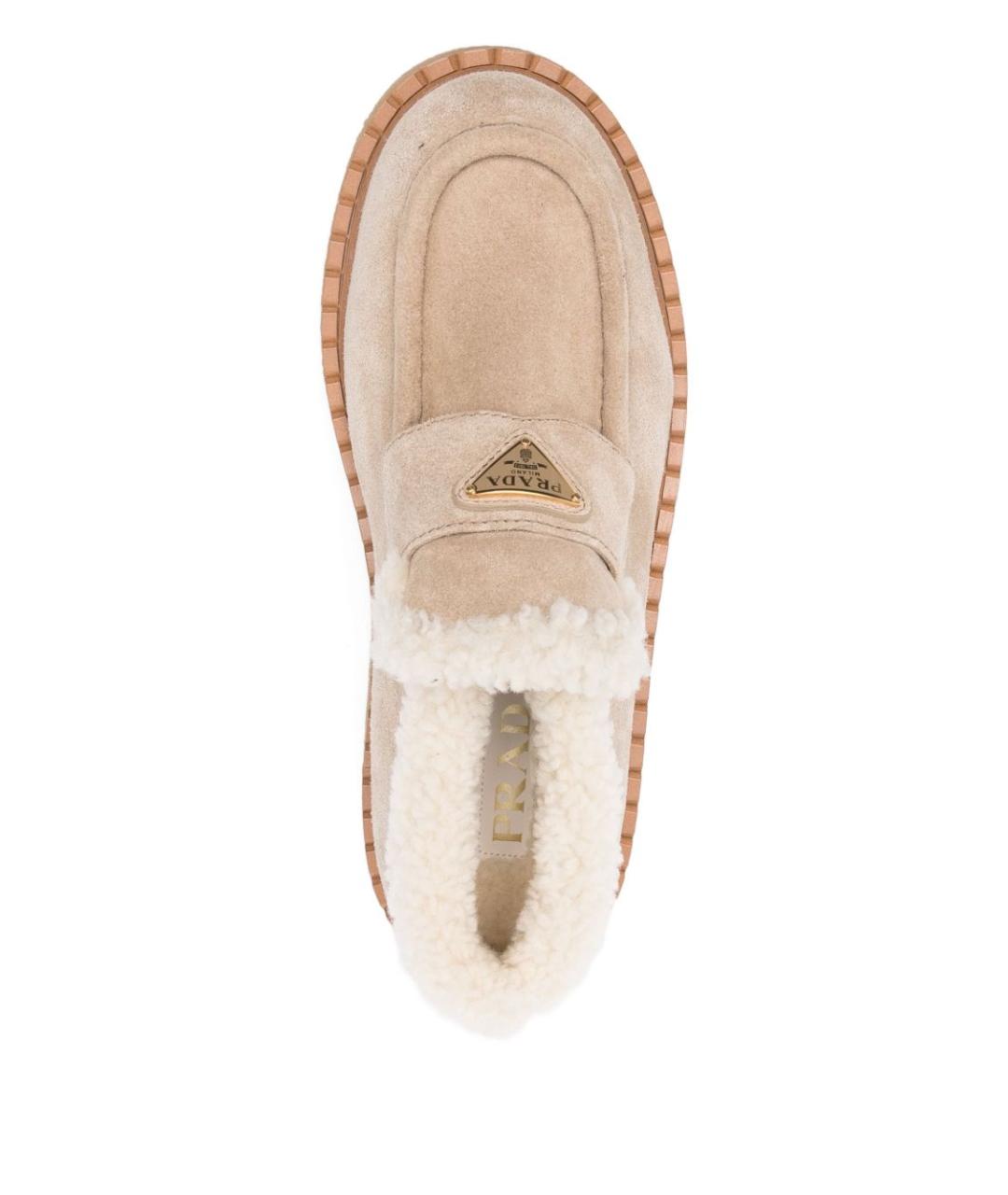 PRADA Бежевые замшевые лоферы, фото 4