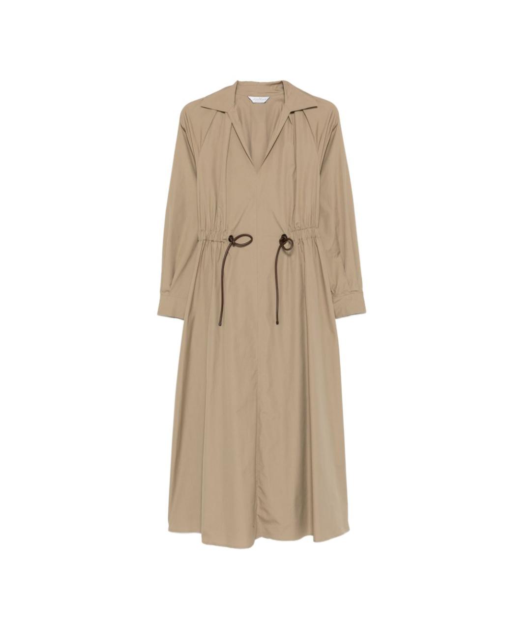 MAX MARA Бежевое хлопковое повседневное платье, фото 1