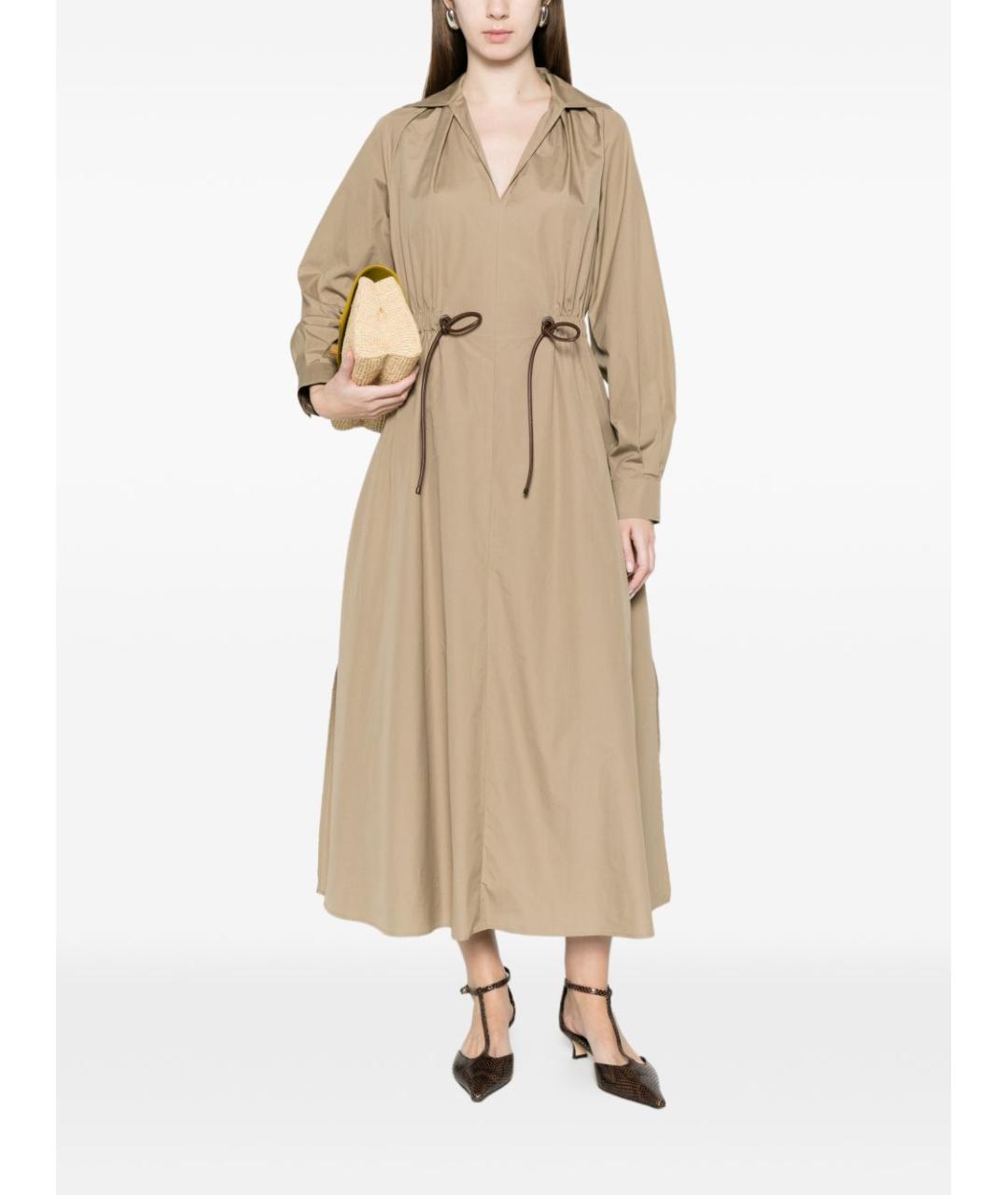 MAX MARA Бежевое хлопковое повседневное платье, фото 5