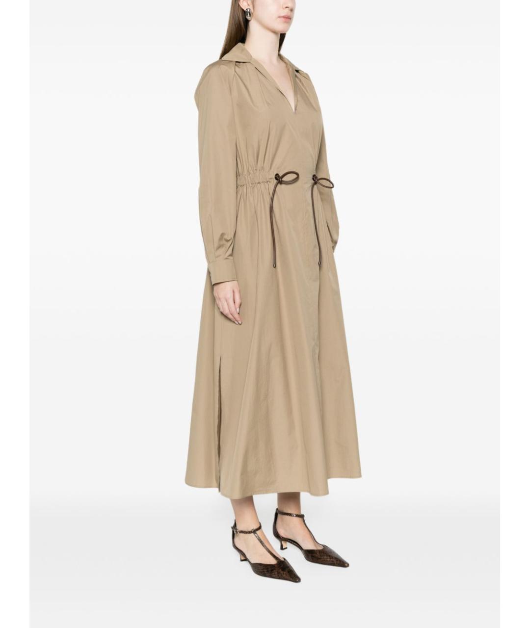 MAX MARA Бежевое хлопковое повседневное платье, фото 4