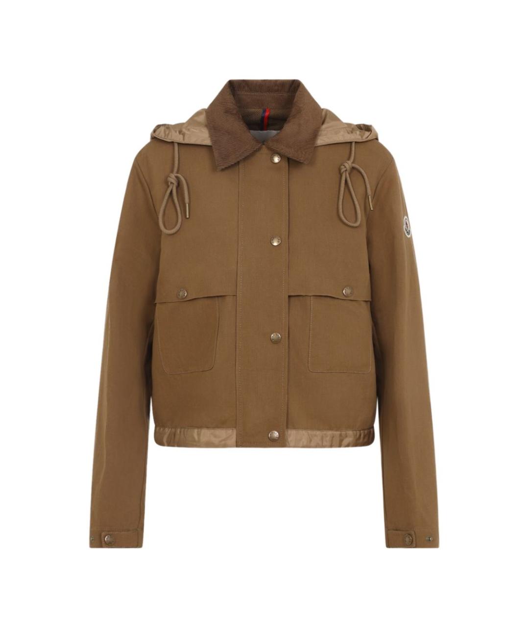 MONCLER Коричневая полиэстеровая куртка, фото 1