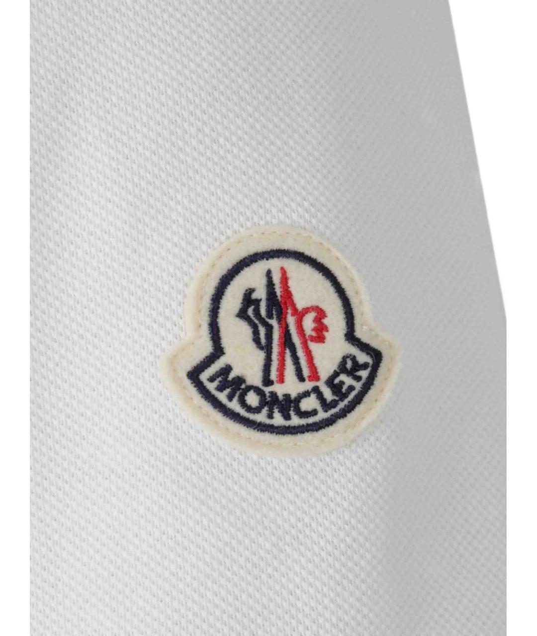 MONCLER Белое хлопковое поло с коротким рукавом, фото 3