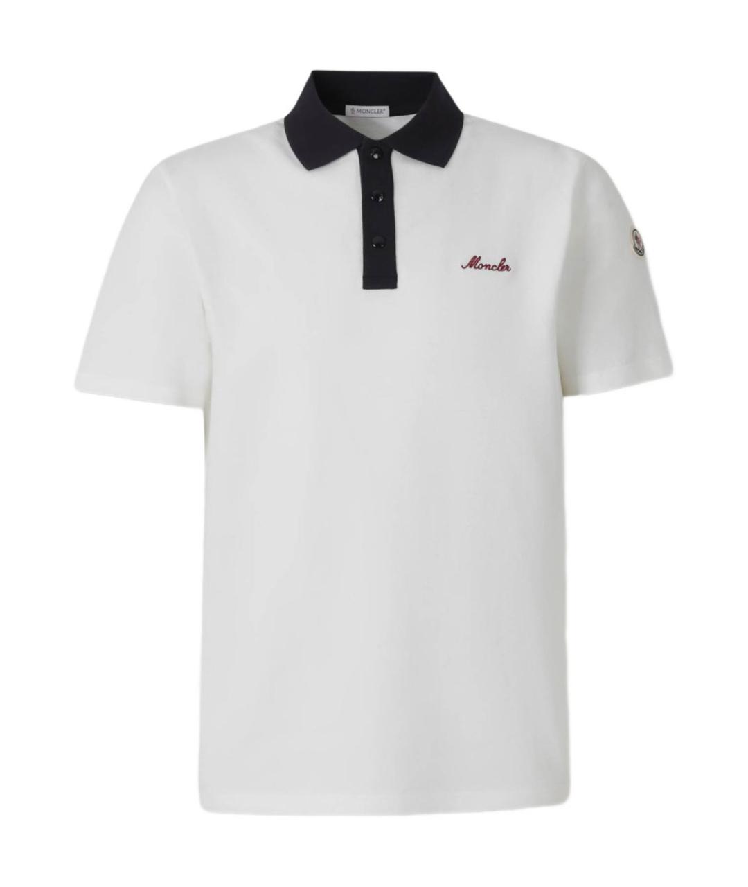 MONCLER Белое хлопковое поло с коротким рукавом, фото 1