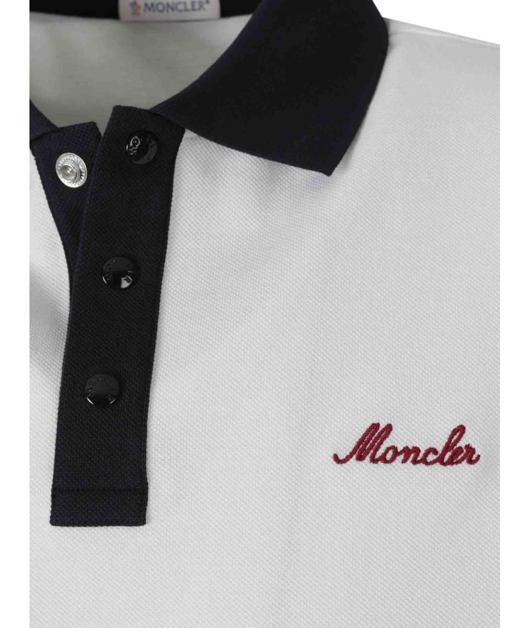 MONCLER Белое хлопковое поло с коротким рукавом, фото 2