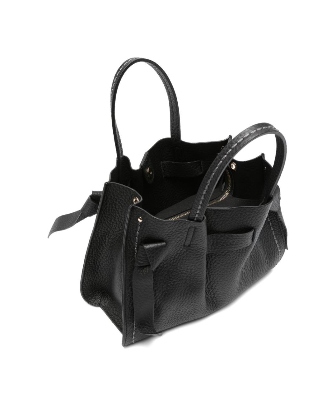 VISONA Черная кожаная сумка тоут, фото 5
