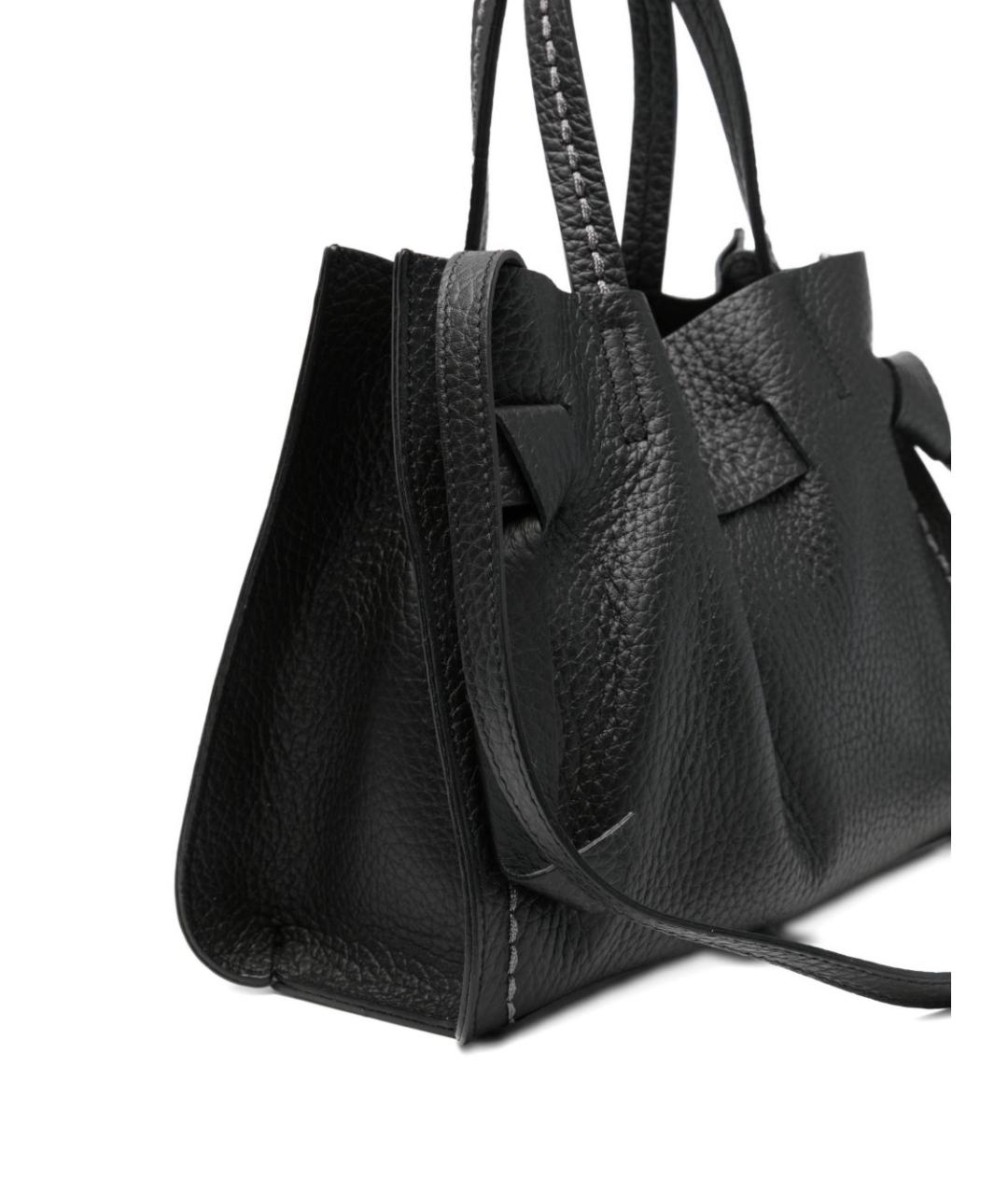 VISONA Черная кожаная сумка тоут, фото 4