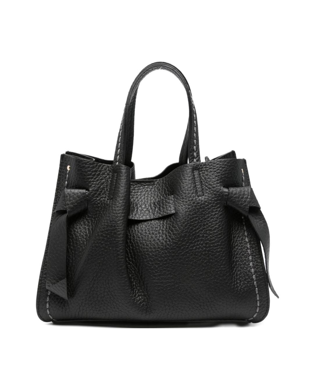 VISONA Черная кожаная сумка тоут, фото 1