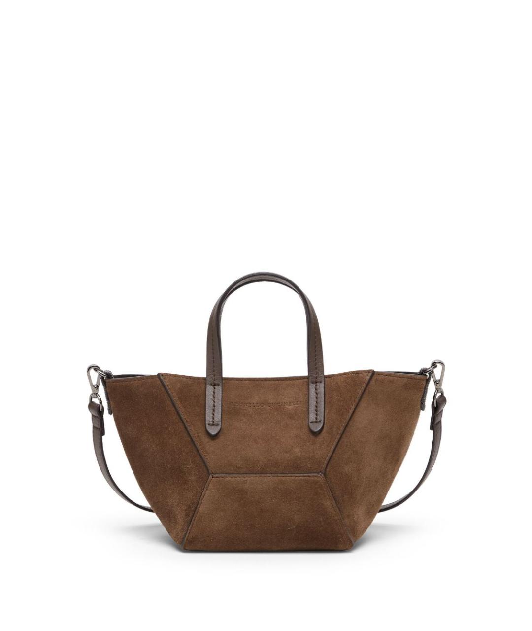 BRUNELLO CUCINELLI Коричневая замшевая сумка тоут, фото 1