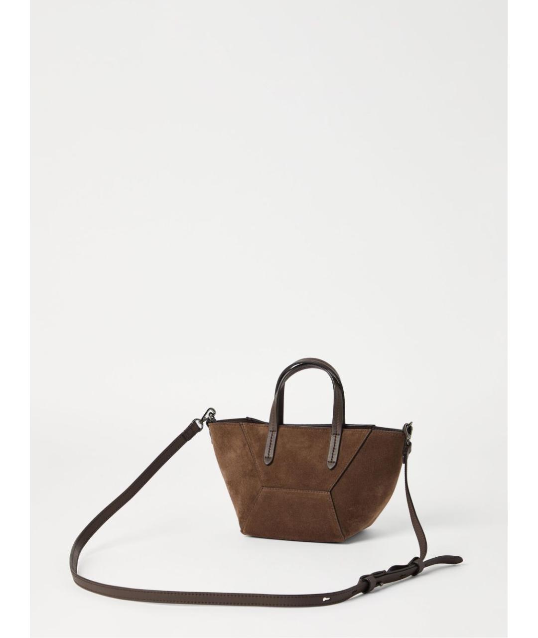 BRUNELLO CUCINELLI Коричневая замшевая сумка тоут, фото 4