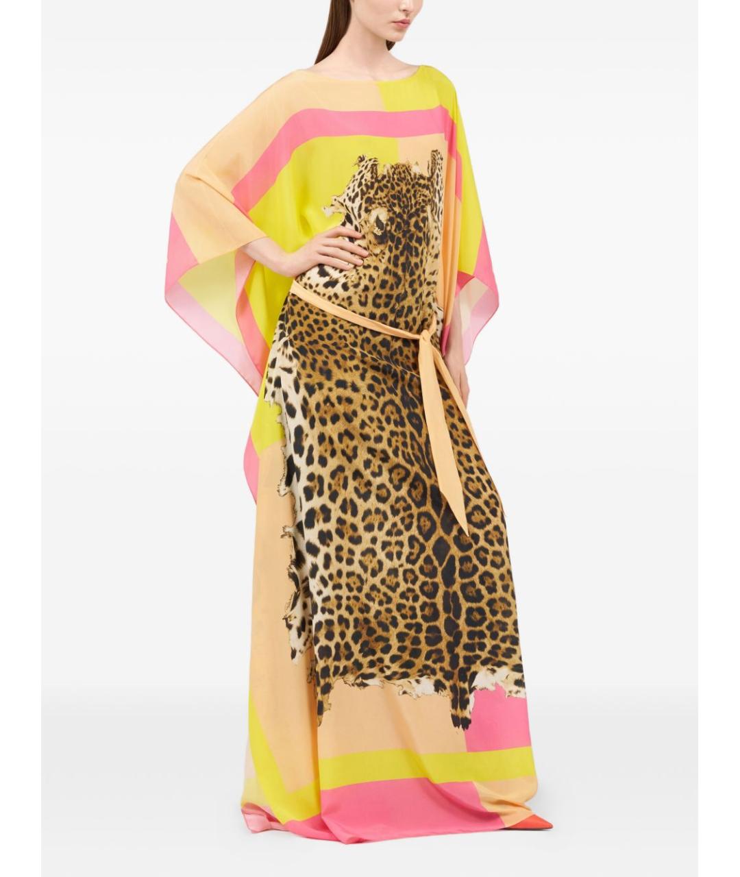 ROBERTO CAVALLI Мульти шелковое платье, фото 5