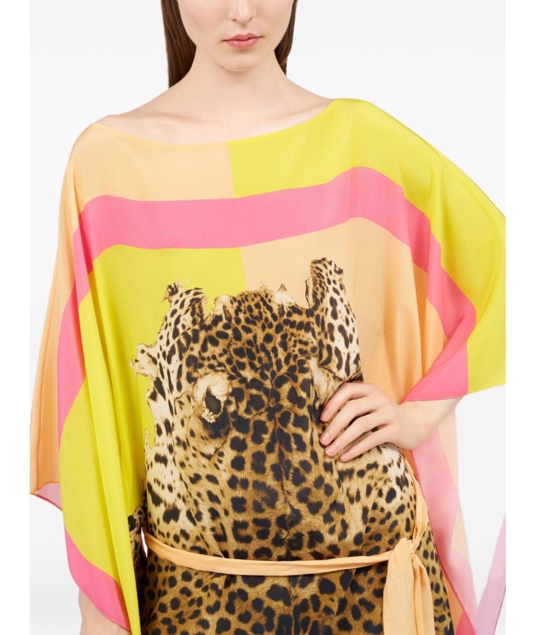 ROBERTO CAVALLI Мульти шелковое платье, фото 3