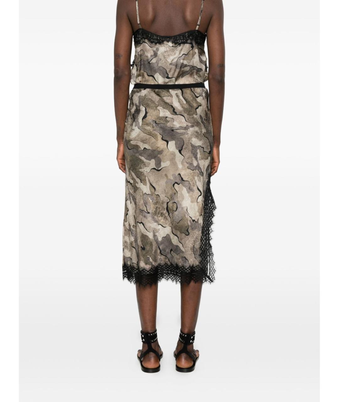 PINKO Бежевая вискозная юбка миди, фото 3