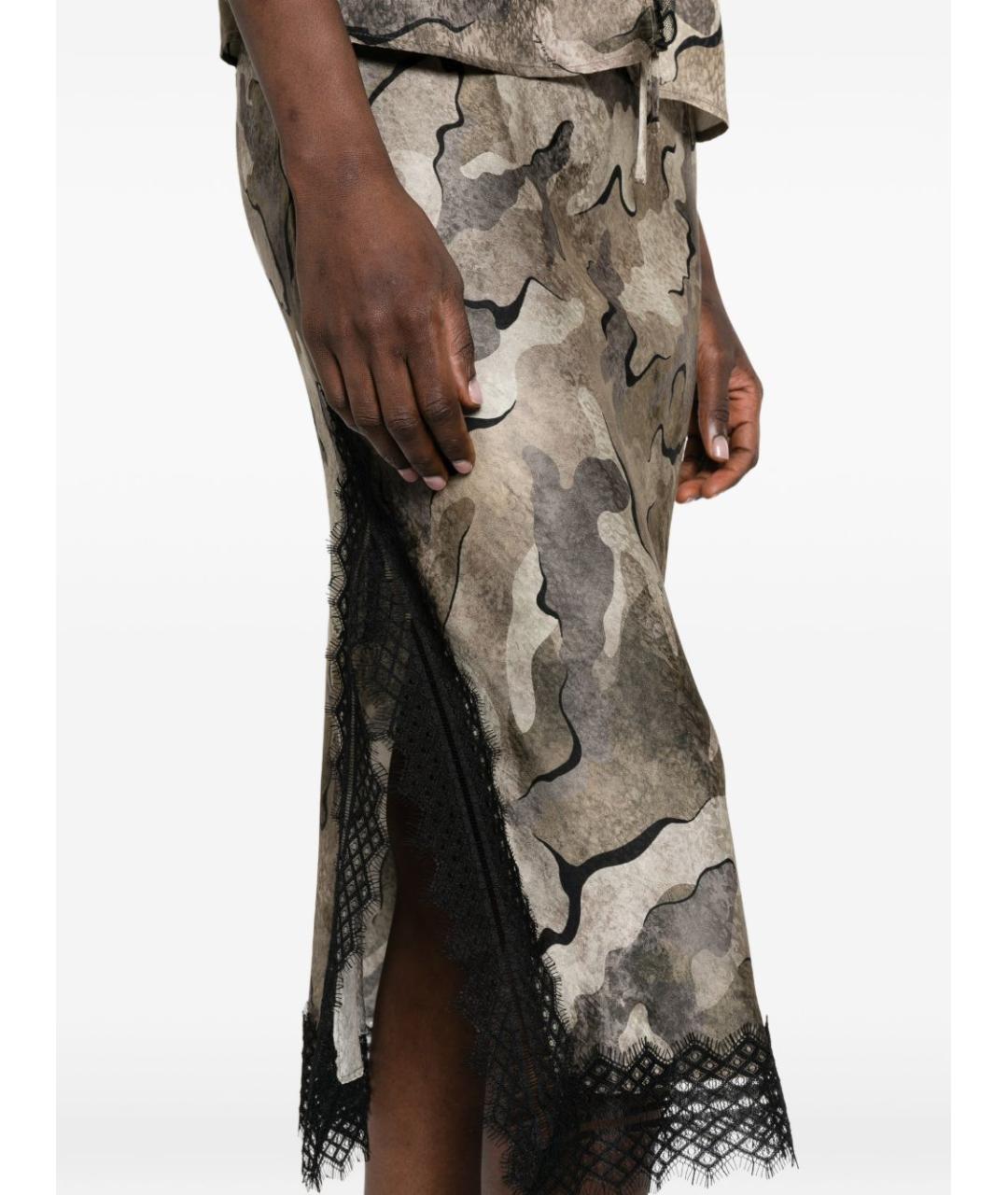 PINKO Бежевая вискозная юбка миди, фото 5