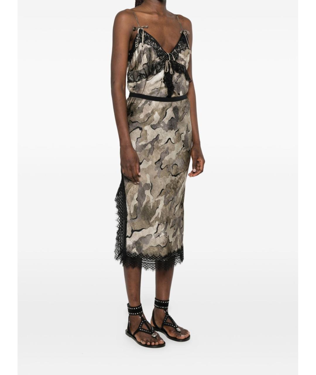 PINKO Бежевая вискозная юбка миди, фото 4