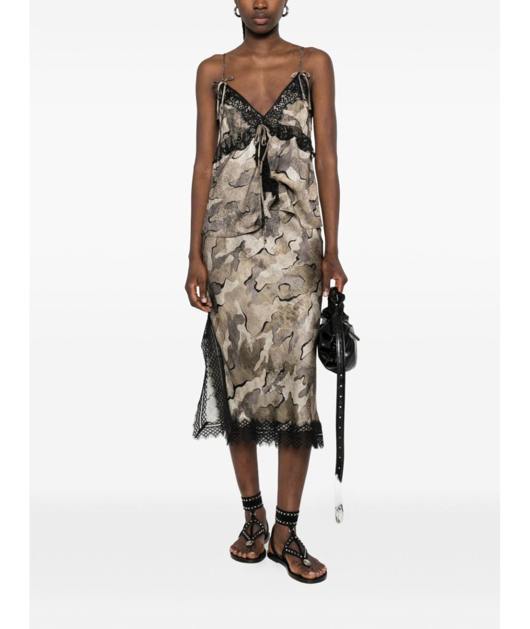 PINKO Бежевая вискозная юбка миди, фото 2