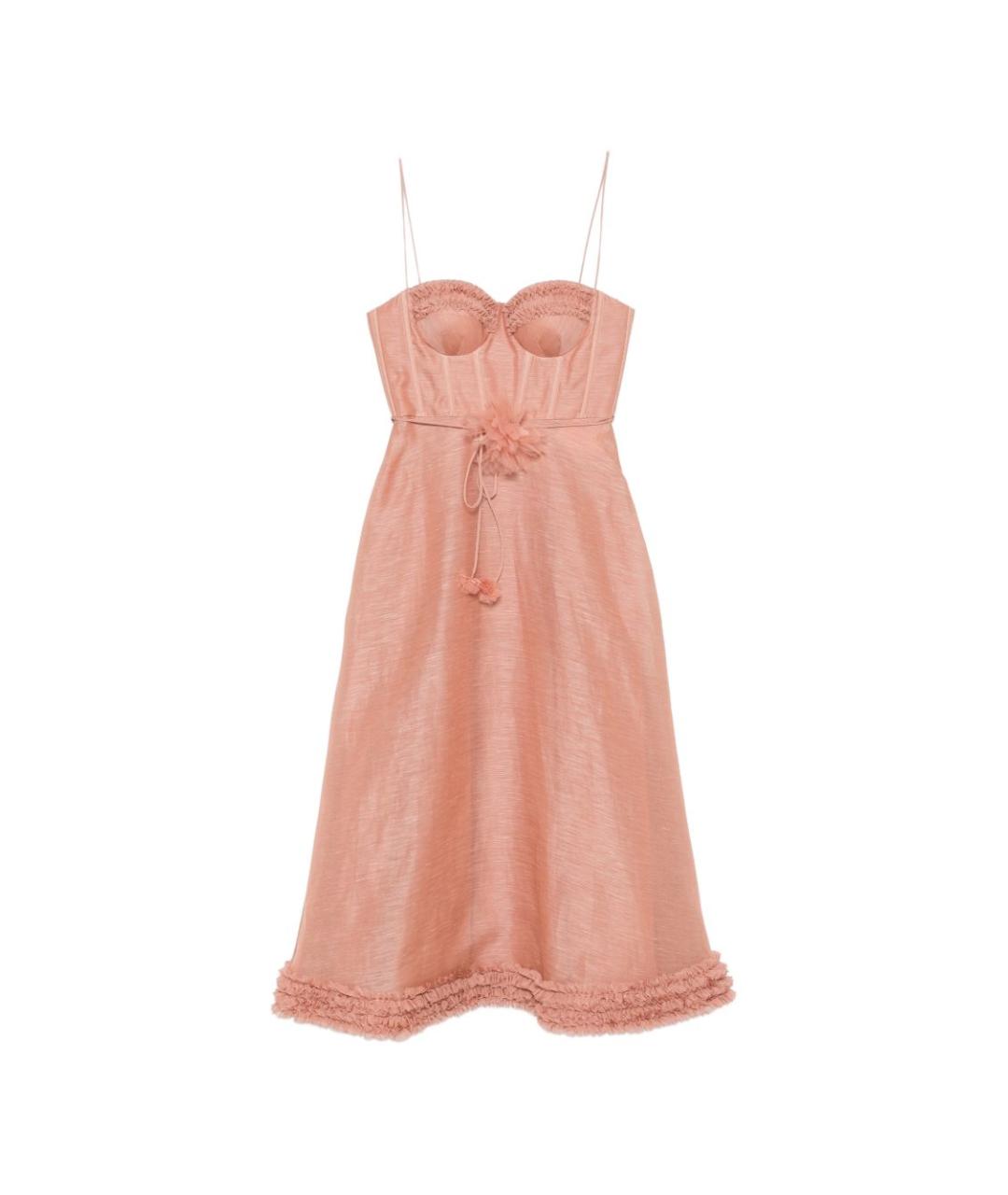 ZIMMERMANN Розовое льняное вечернее платье, фото 1