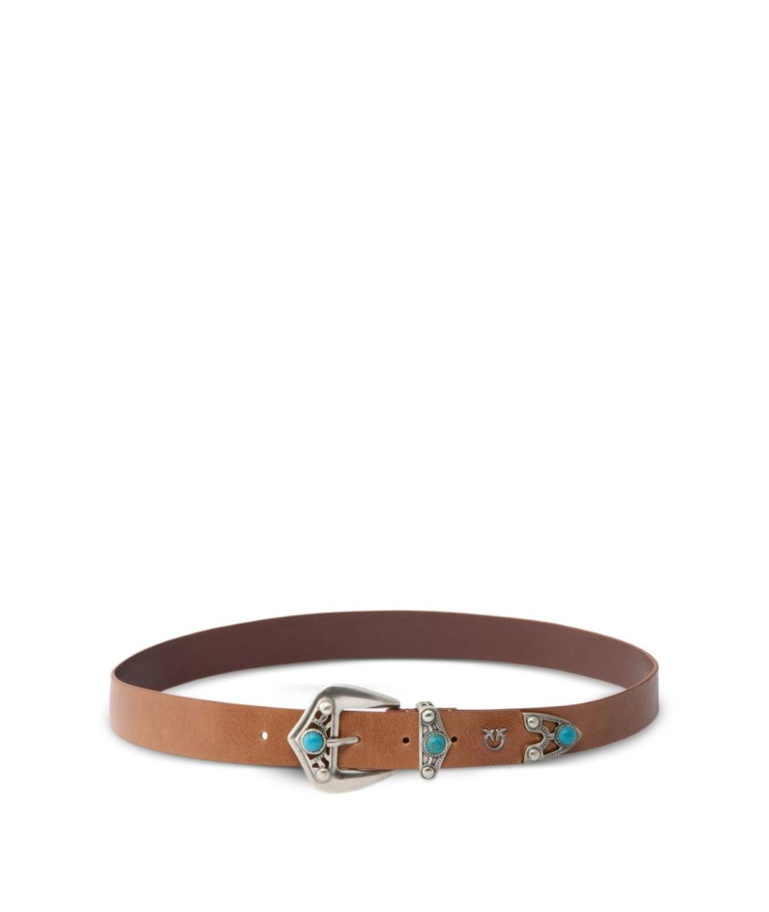 PINKO Коричневый кожаный ремень, фото 1