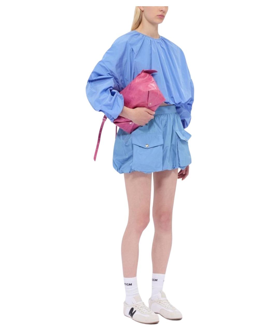 MSGM Голубая полиэстеровая юбка мини, фото 2