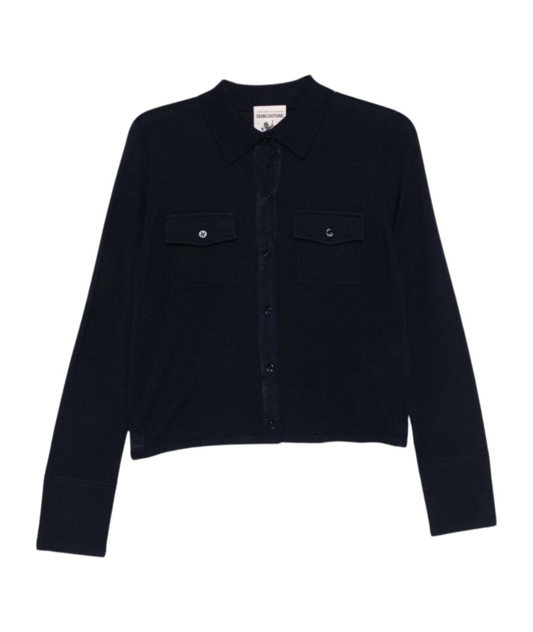 SEMICOUTURE Темно-синий шерстяной кардиган, фото 1