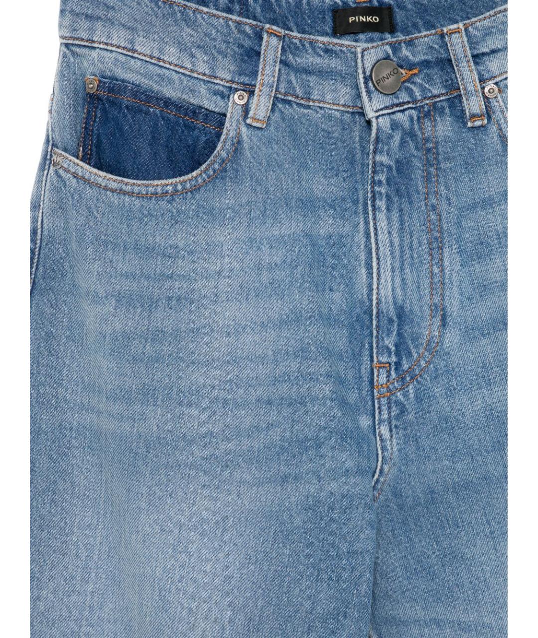 PINKO Синие хлопковые прямые джинсы, фото 3