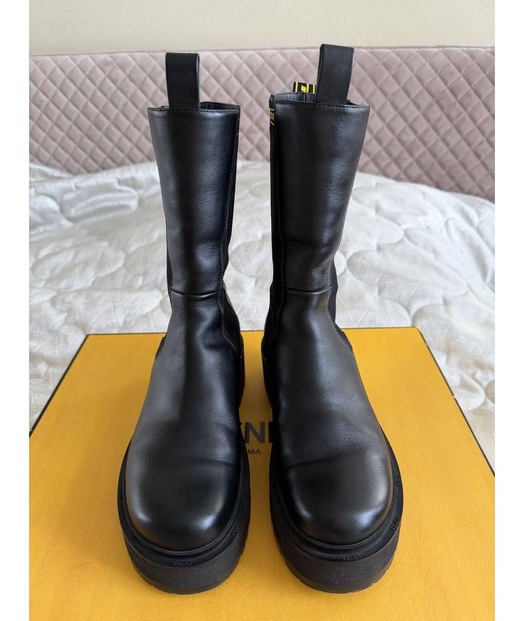 FENDI Черные кожаные полусапоги, фото 2