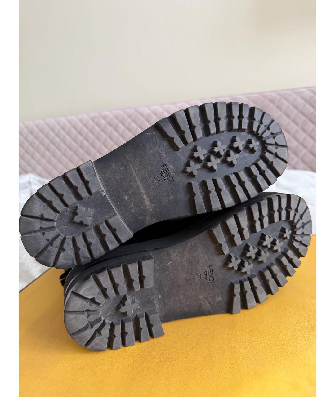 FENDI Черные кожаные полусапоги, фото 6