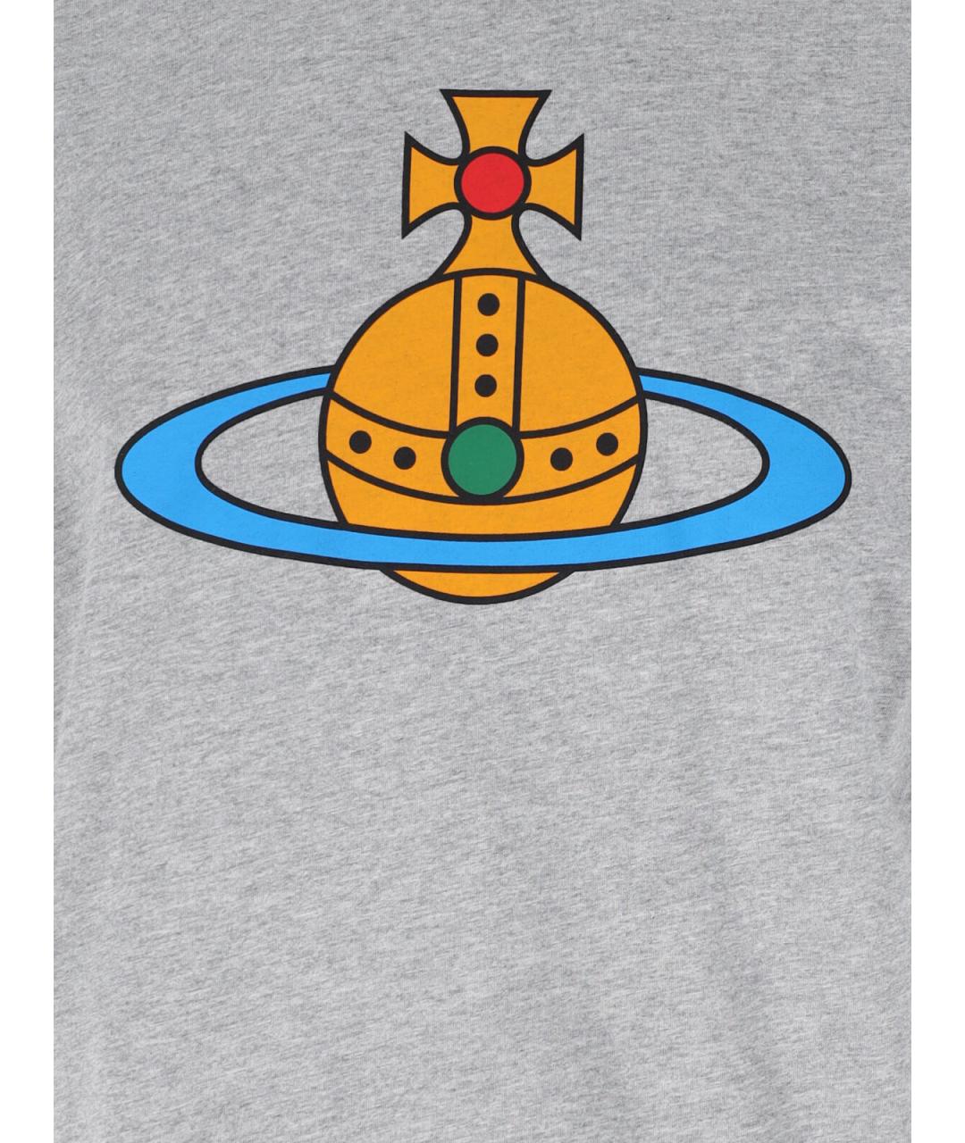 VIVIENNE WESTWOOD Серая хлопковая футболка, фото 3