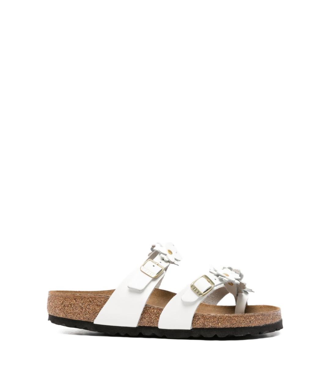 BIRKENSTOCK Белые кожаные шлепанцы, фото 1