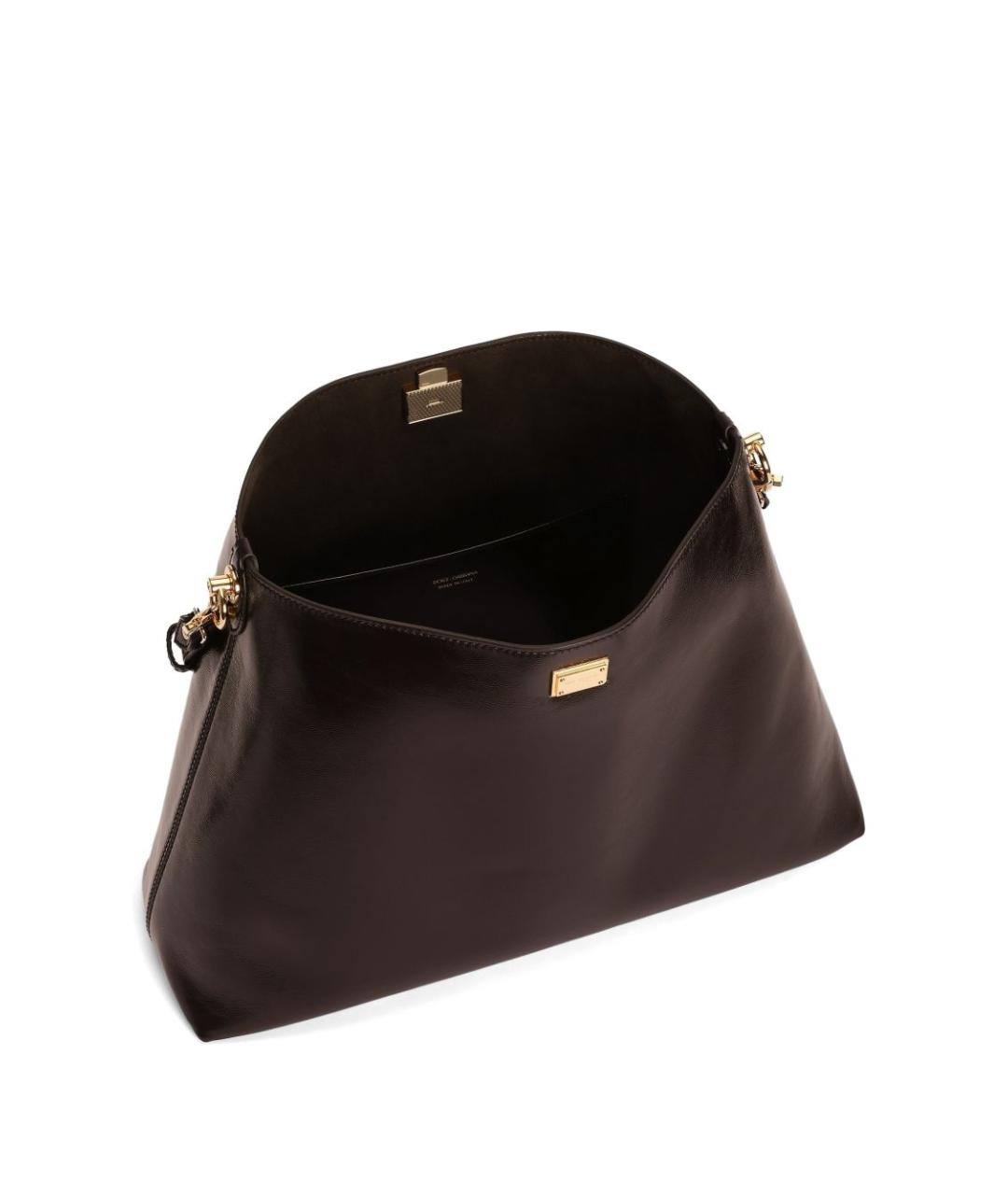 DOLCE&GABBANA Коричневая кожаная сумка через плечо, фото 3