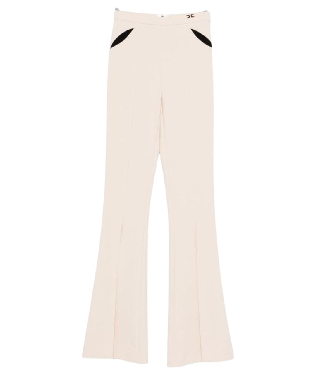 ELISABETTA FRANCHI Бежевые полиамидовые прямые брюки, фото 1