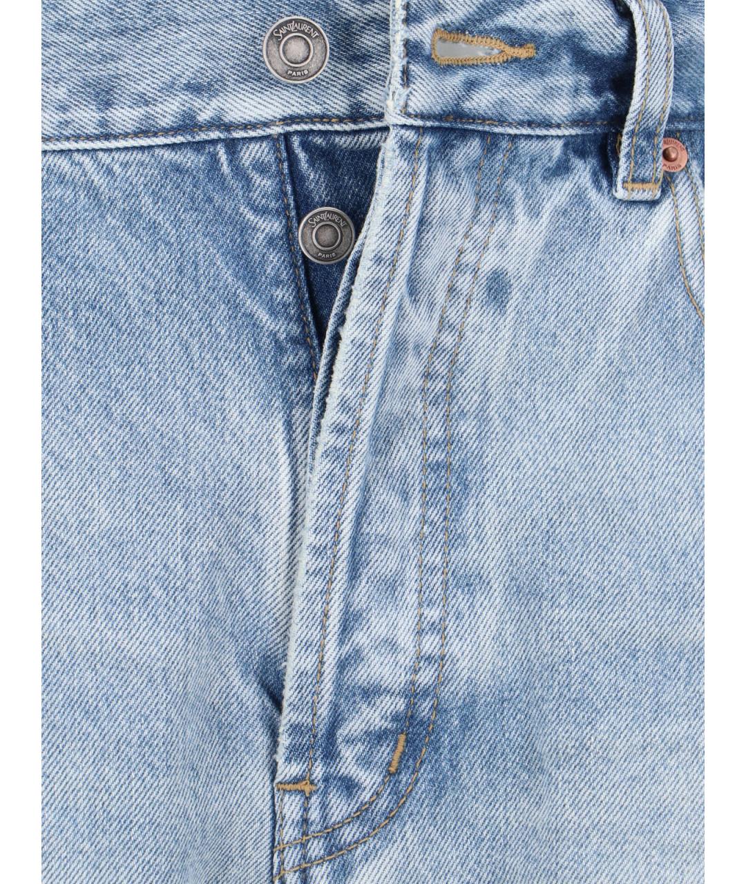 SAINT LAURENT Синие хлопковые прямые джинсы, фото 5