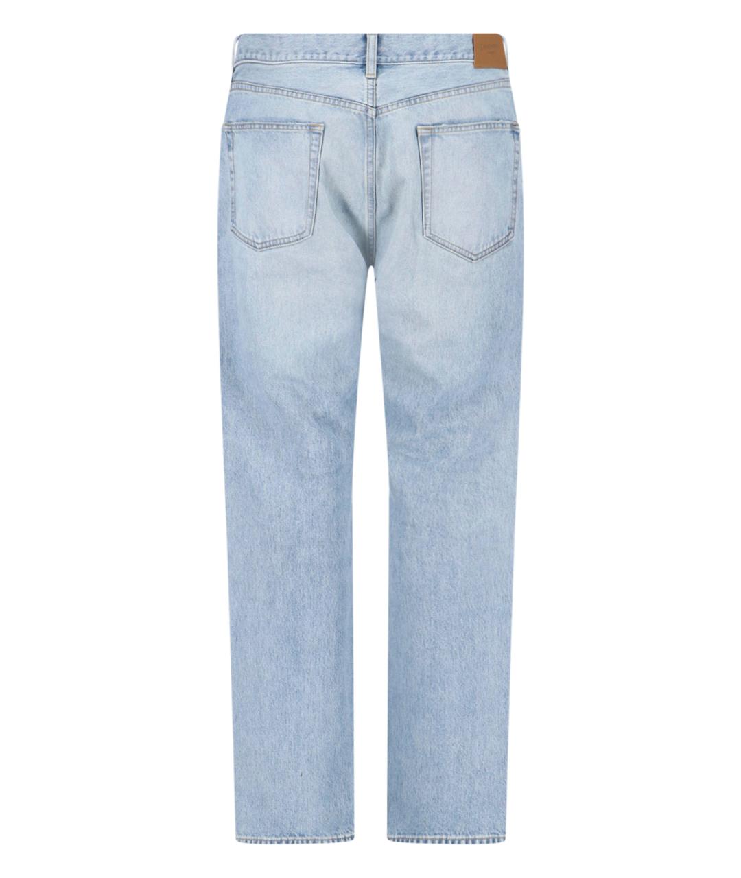 SAINT LAURENT Синие хлопковые прямые джинсы, фото 2