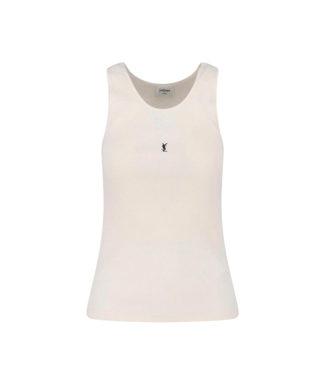 SAINT LAURENT Белая хлопковая майка, фото 1